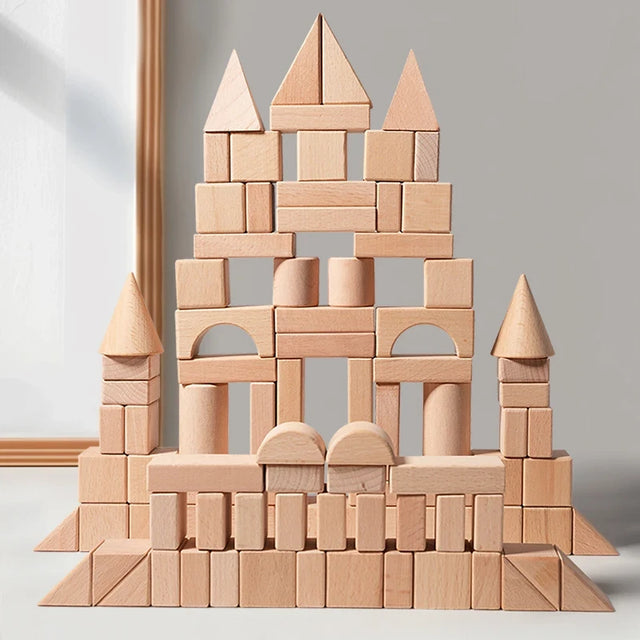 Natural Wood Building Blocks Set