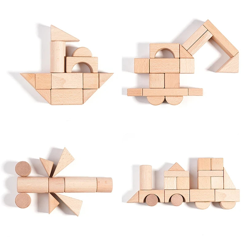 Natural Wood Building Blocks Set