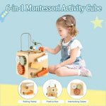 TOPLIVING Wooden Montessori Activity Cube