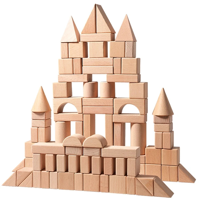 Natural Wood Building Blocks Set
